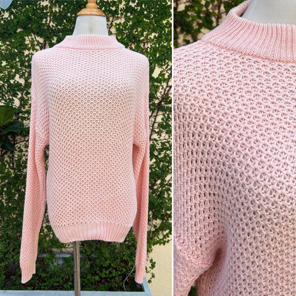 Vintage Moods by Krizia light pink ramie cotton blend pullover Crewneck sweater